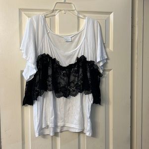 White shirt with black lace